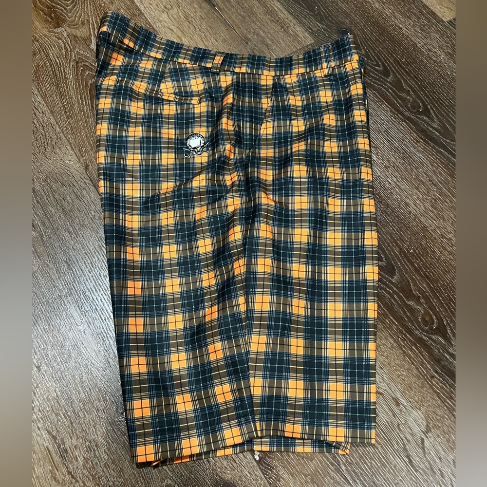 NWOT tattoo golf shorts orange brown and blue color size 42